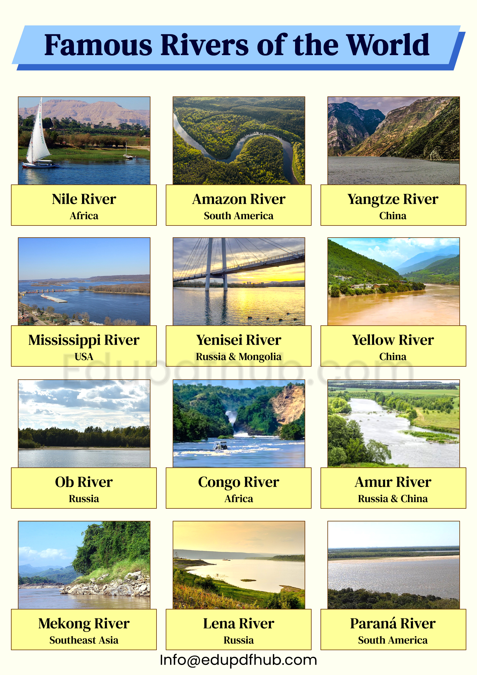 Famous Rivers of the World with Pictures PDF Download